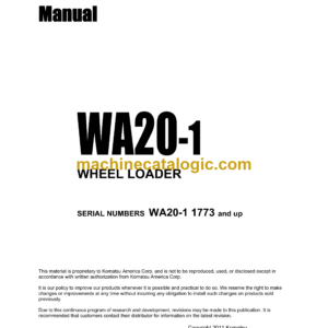 Komatsu WA20-1 Wheel Loader Shop Manual (SEBM03610100)