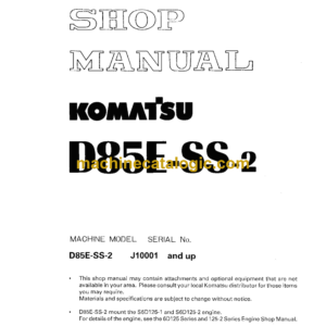 Komatsu D85E-SS-2 Bulldozer Shop Manual (LEBMD08200)