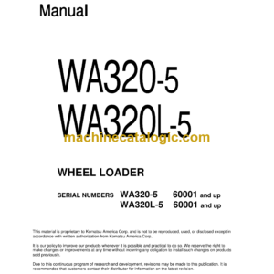 Komatsu WA320-5, WA320L-5 Wheel Loader Shop Manual (SEBM034604)