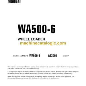 Komatsu WA500-6 Wheel Loader Shop Manual (CEBM022903)