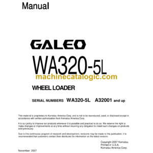 Komatsu WA320-5L Galeo Wheel Loader Shop Manual (CEBM012004)