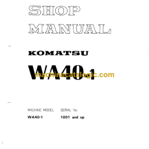 Komatsu WA40-1 Wheel Loader Shop Manual (SEBM03630101)