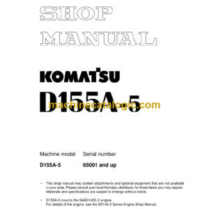 Komatsu D155A-5 Bulldozer Shop Manual (SEBM023302)