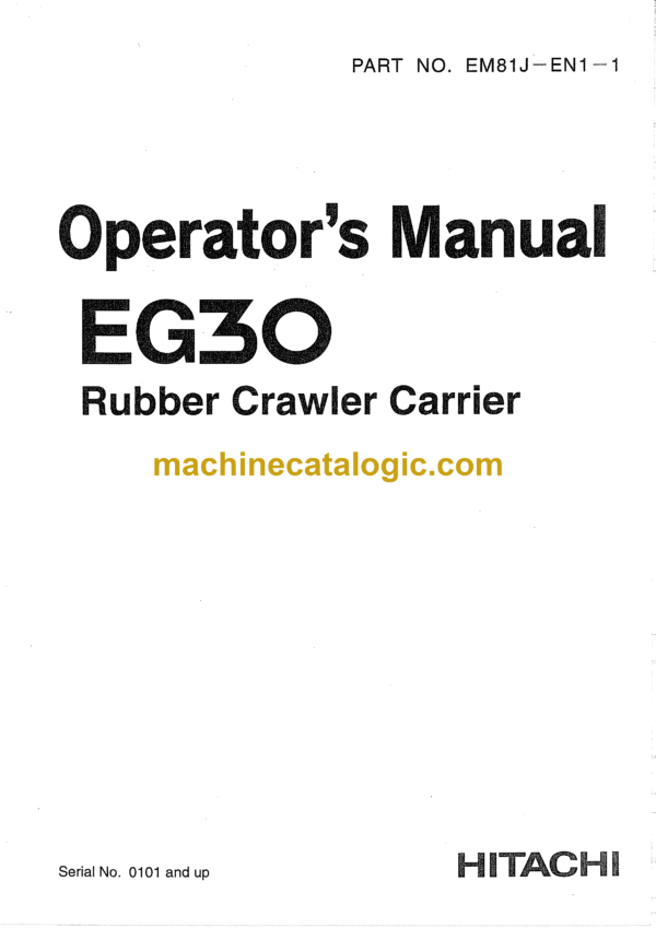 Hitachi EG30 Carrier Operator's Manual (EM81J-EN1-1, EM81J-EN1-2)