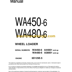 Komatsu WA450-6, WA480-6 Wheel Loader Shop Manual (CEBM018601)