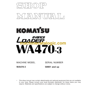 Komatsu WA470-3 Wheel Loader Shop Manual (SEBM006307)