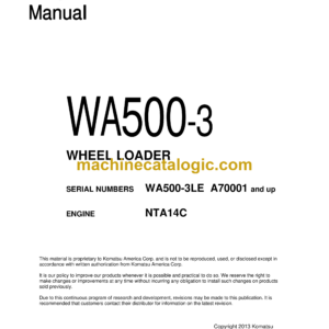 Komatsu WA500-3 Wheel Loader Shop Manual (CEBM001203)