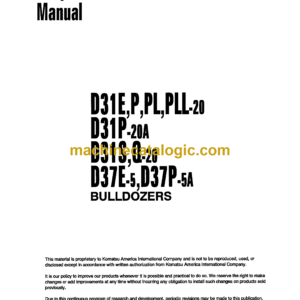 Komatsu D31E,P,PL,PPL-20 D31P-20A D31S,Q-20 D37E-5, D37P-5A Bulldozer Shop Manual (SEBM001007)