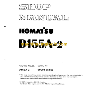 Komatsu D155A-2 Bulldozer Shop Manual (SEBM01750209)