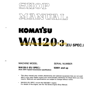 Komatsu WA120-3 EU Spec. Wheel Loader Shop Manual (SEBM018300)