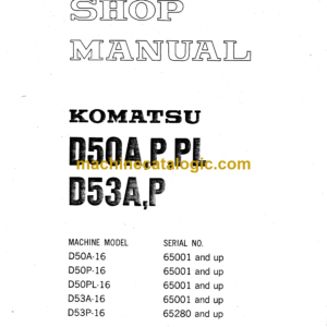 Komatsu D50A,P,PL D53A,P Bulldozer Shop Manual (SEBM130C002)