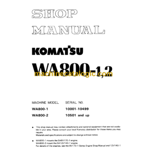 Komatsu WA800-1, WA800-2 Wheel Loader Shop Manual (SEBM04280113)