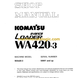 Komatsu WA420-3 Avance Loader Wheel Loader Shop Manual (SEBM006204)