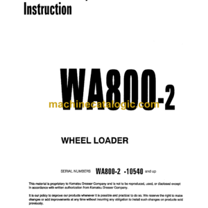 Komatsu WA800-2 Wheel Loader Field Assembly Instruction (SEAW04280202)