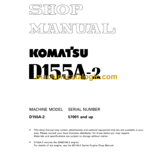 Komatsu D155A-2 Bulldozer Shop Manual (SEBM018602)