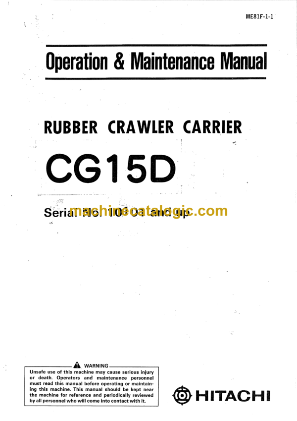 Hitachi CG15D Carrier Operation & Maintenance Manual (ME81F-1-1)