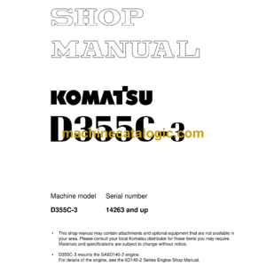 Komatsu D355C-3 Bulldozer Shop Manual (SEBM029903)