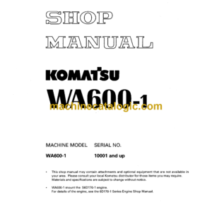 Komatsu WA600-1 Wheel Loader Shop Manual (SEBM04260111)