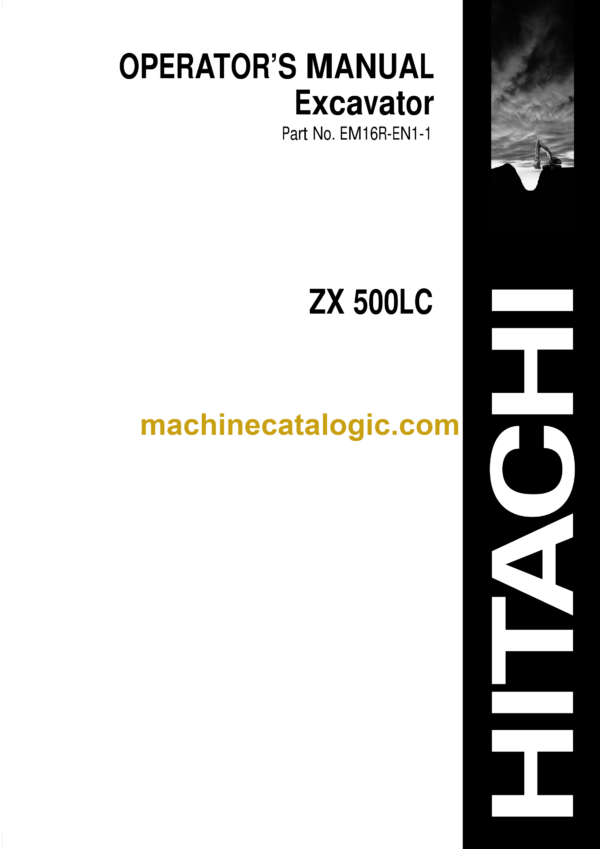 Hitachi ZX500LC Excavator Operator's Manual (EM16R-EN1-1)