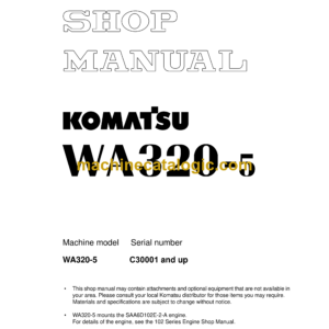 Komatsu WA320-5 Wheel Loader Shop Manual (SEBM0346-09)