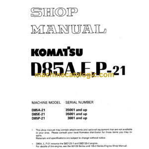 Komatsu D85A,E,P-2 Bulldozer Shop Manual (SEBM1542110)