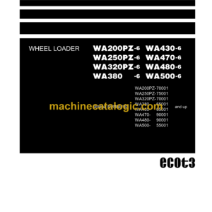 Komatsu WA200PZ-6 WA430-6 WA250PZ-6 WA470-6 WA320PZ-6 WA480-6 WA380-6 WA500-6 Wheel Loader Shop Manual (SEN05663-00)