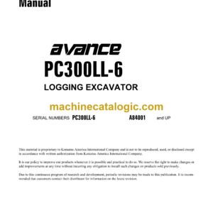 Komatsu PC300LL-6 Avance Logging Excavator Shop Manual (CEBM009500)