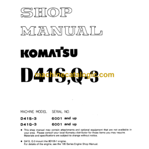 Komatsu D41S,Q-3 Bulldozer Shop Manual (SEBM0125B04)