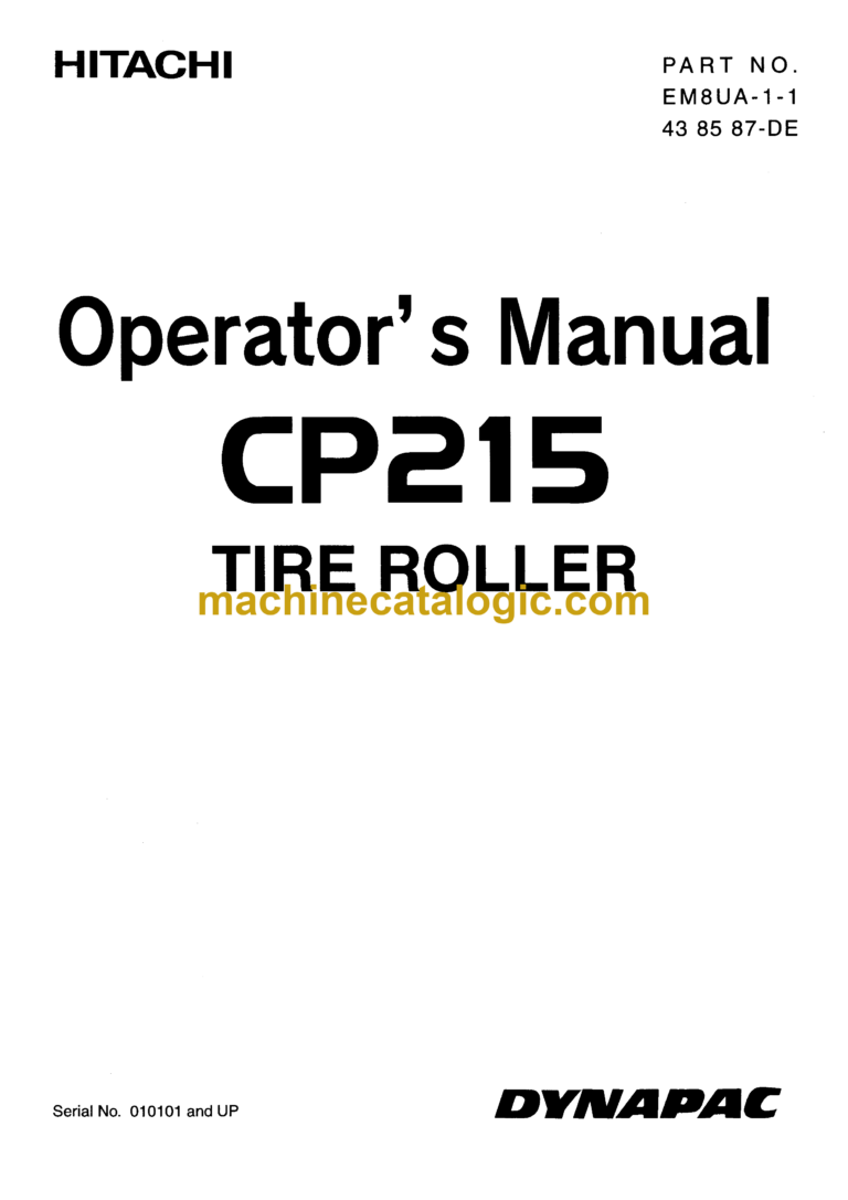 Hitachi CP215 Tire Roller Operator's Manual (EM8UA-1-1)