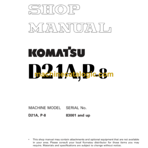 Komatsu D21A, P-8 Dozer Shop Manual (SEBM033602)