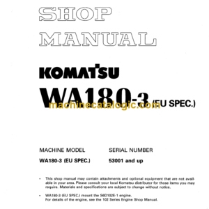 Komatsu WA180-3 EU Spec. Wheel Loader Shop Manual (SEBM011900)