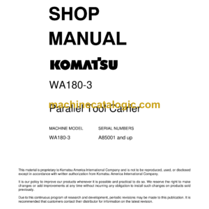 Komatsu WA180-3 Parallel Tool Carrier Shop Manual (CEBM001900)