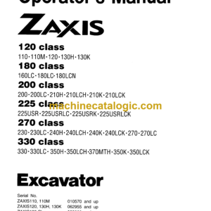 Hitachi ZX110 to ZX330 Excavator Operator's Manual (EM1G6-4-1)