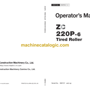 Hitachi ZC220P-6 Tired Roller Operator’s Manual (ENMTAC-1-2, ENMTAC-1-3)