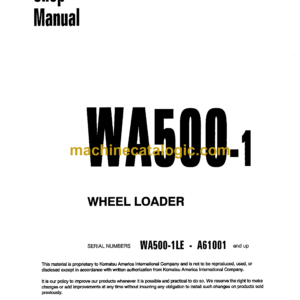 Komatsu WA500-1 Wheel Loader Shop Manual (CEBM000500)