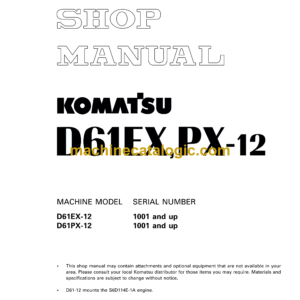 Komatsu D61EX, PX-12 Bulldozer Shop Manual (SEBM036700)