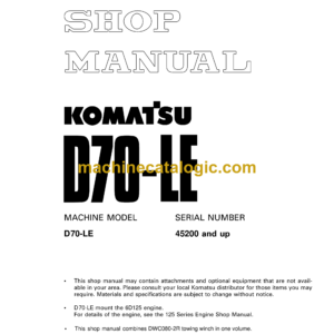 Komatsu D70-LE Bulldozer Shop Manual (SEBM002200)