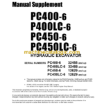 Komatsu PC400-6 P400LC-6 PC450-6 PC450LC-6 Hydraulic Excavator Shop Manual Supplement (SEBM023600)