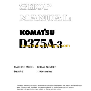 Komatsu D375A-3 Bulldozer Shop Manual (SEBM026600)