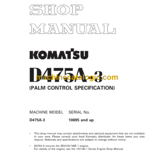 Komatsu D475A-3 (PALM CONTROL SPECIFICATION) Bulldozer Shop Manual (SEBM027503)