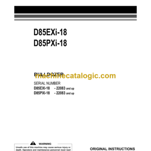 Komatsu D85EXi-18, D85PXi-18 Bulldozer Field Assembly Manual (A1M2015A0409)