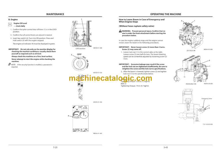 Hitachi ZX135US-5N, ZX245USLC-5N Hydraulic Excavator Operator's