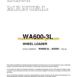 Komatsu WA600-3L Wheel Loader Shop Manual (CEBM002801)