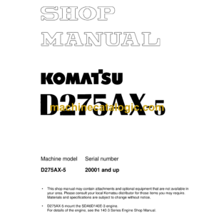 Komatsu D275AX-5 Bulldozer Shop Manual (SEBM025518)