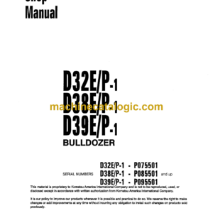 Komatsu D32E-1, D32P-1, D38E-1, D38P-1, D39E-1, D39P1 Bulldozer Shop Manual (CEBM000301)