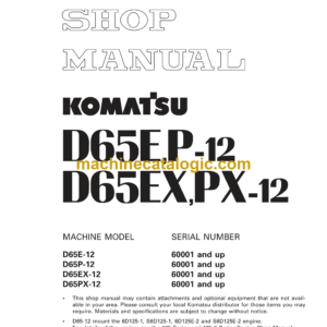 Komatsu D65E,P-12 D65EX,PX-12 Bulldozer Shop Manual (SEBM001926)