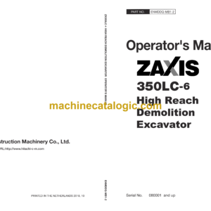 Hitachi ZX350LC-6 High Reach Demolition Excavator Operator's Manual (ENMDDQ-MB1-2)