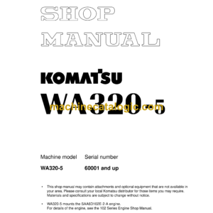 Komatsu WA320-5 Wheel Loader Shop Manual (SEBM034612)