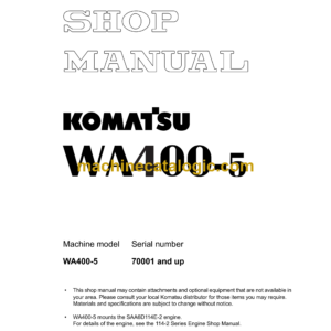 Komatsu WA400-5 Wheel Loader Shop Manual (SEBM028006)