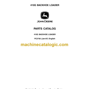 John Deere 410G Backhoe Loader Parts Catalog (PC2756)